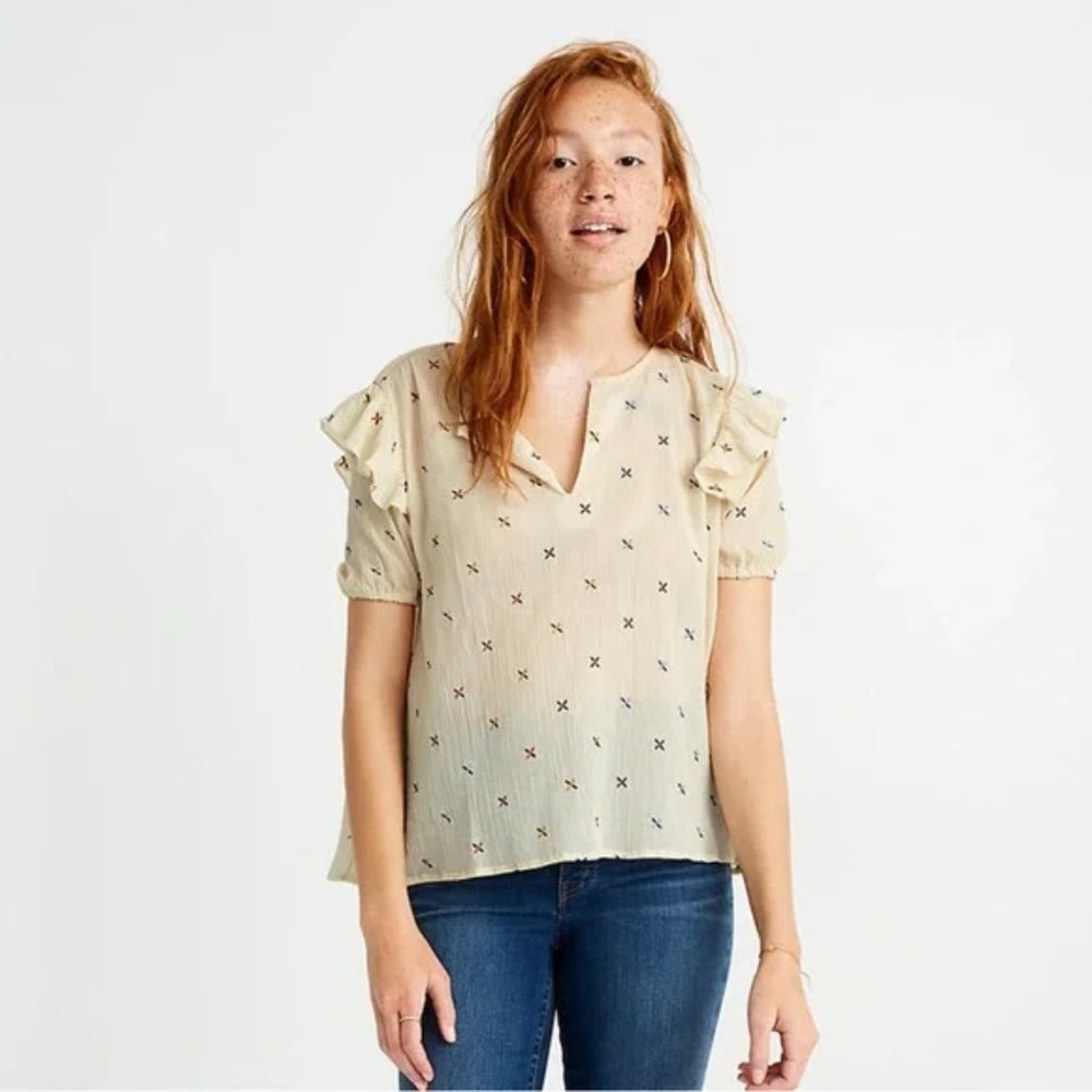 Madewell Gazebo embroidered top size M